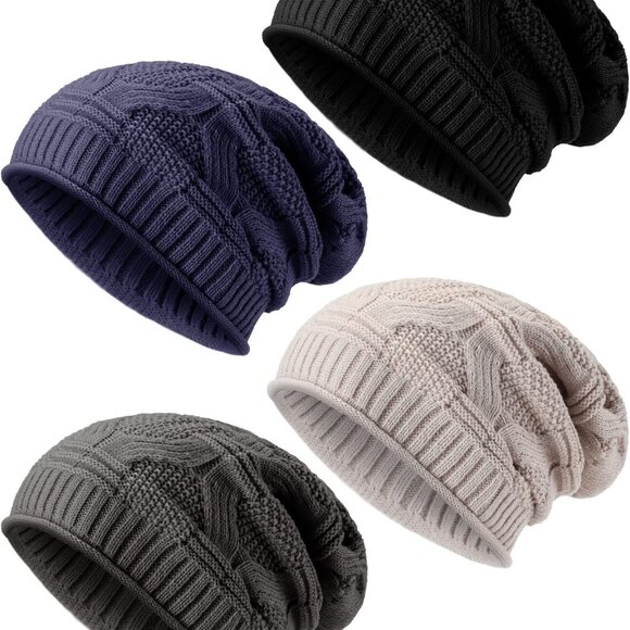 Oversized Slouchy Beanie Chunky Cable Knit Winter Hat Unisex Soft Warm main image 7